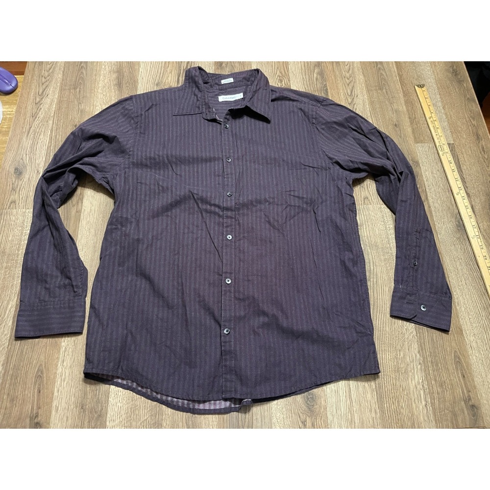 Calvin Klein Shirt, Men's Size XL, Purple, Striped, Long Sleeve, Button Up